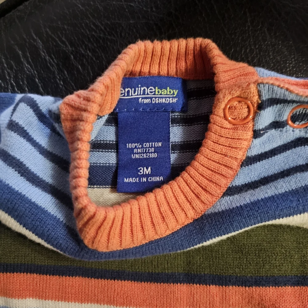 Osh Kosh Genuine Baby Striped Knit Romper 1pc Fall‎ Holiday Colors 3M